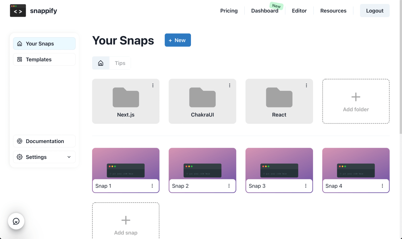 Showcase of the snappify Dashboard