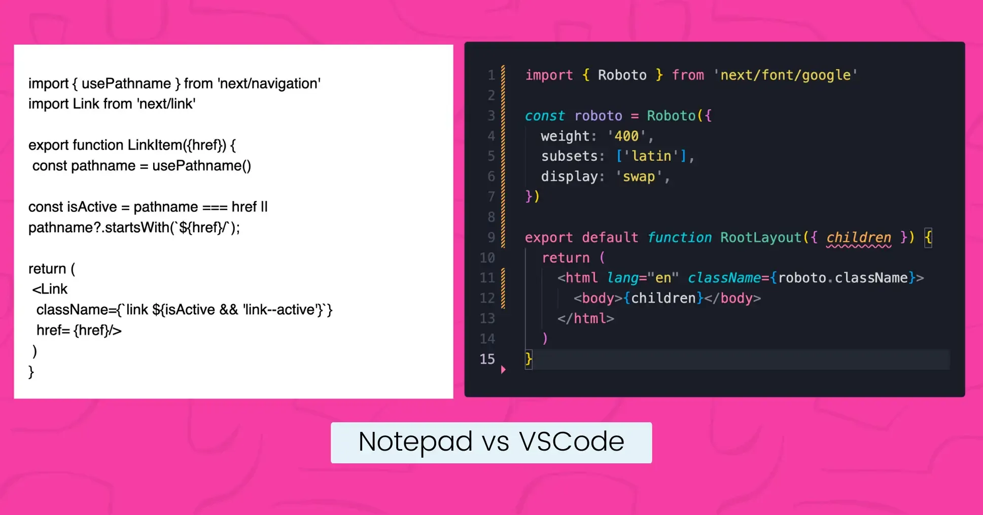 Notepad vs VSCode