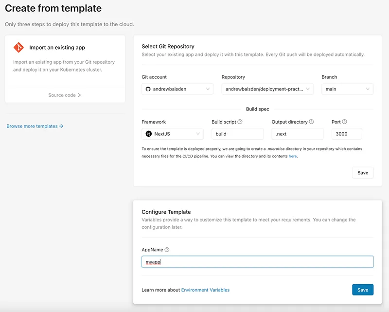 Microtica Deployment Step 3