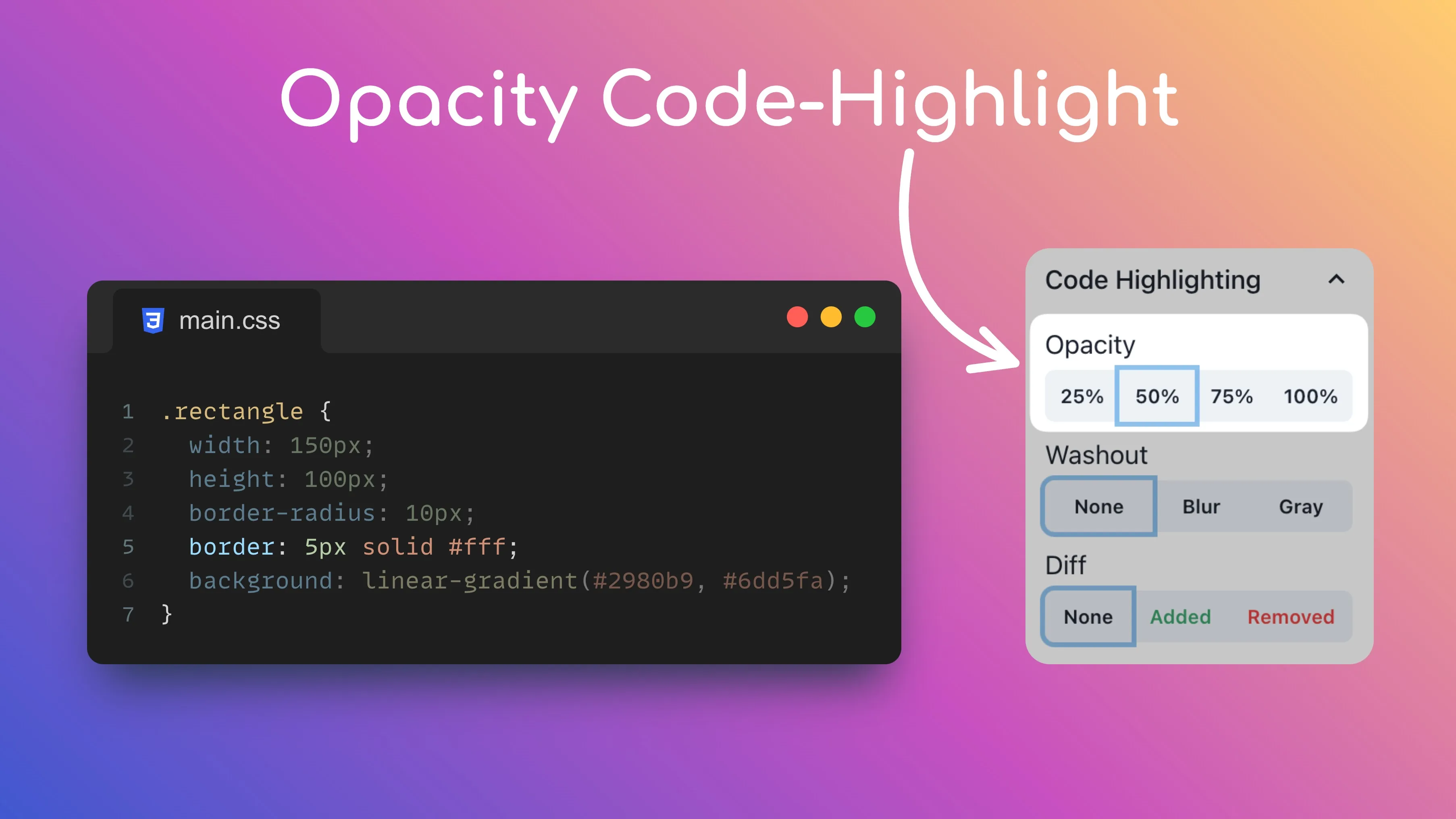 Promotion Image showcasing the new opacity code highlighting