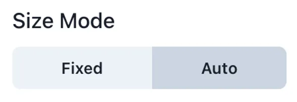Screenshot of the size mode configuration