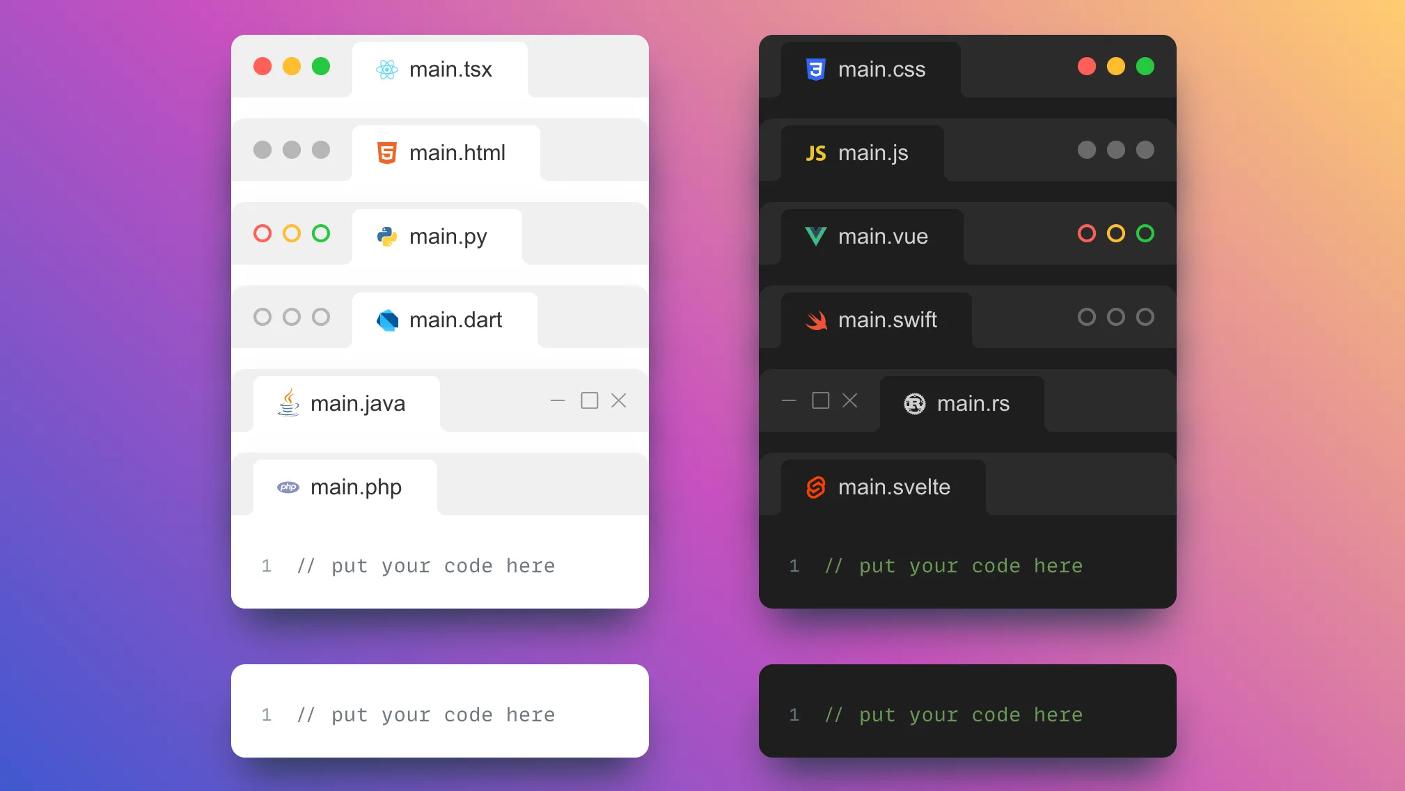 Variation of window controls