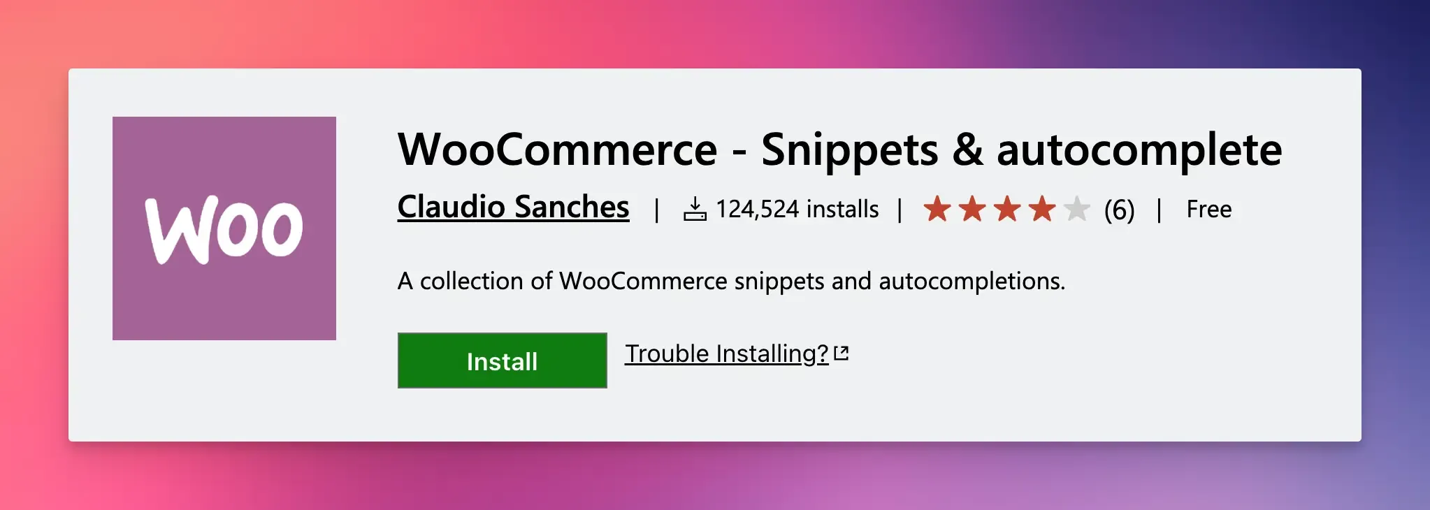 WooCommerce Snippets & Autocomplete
