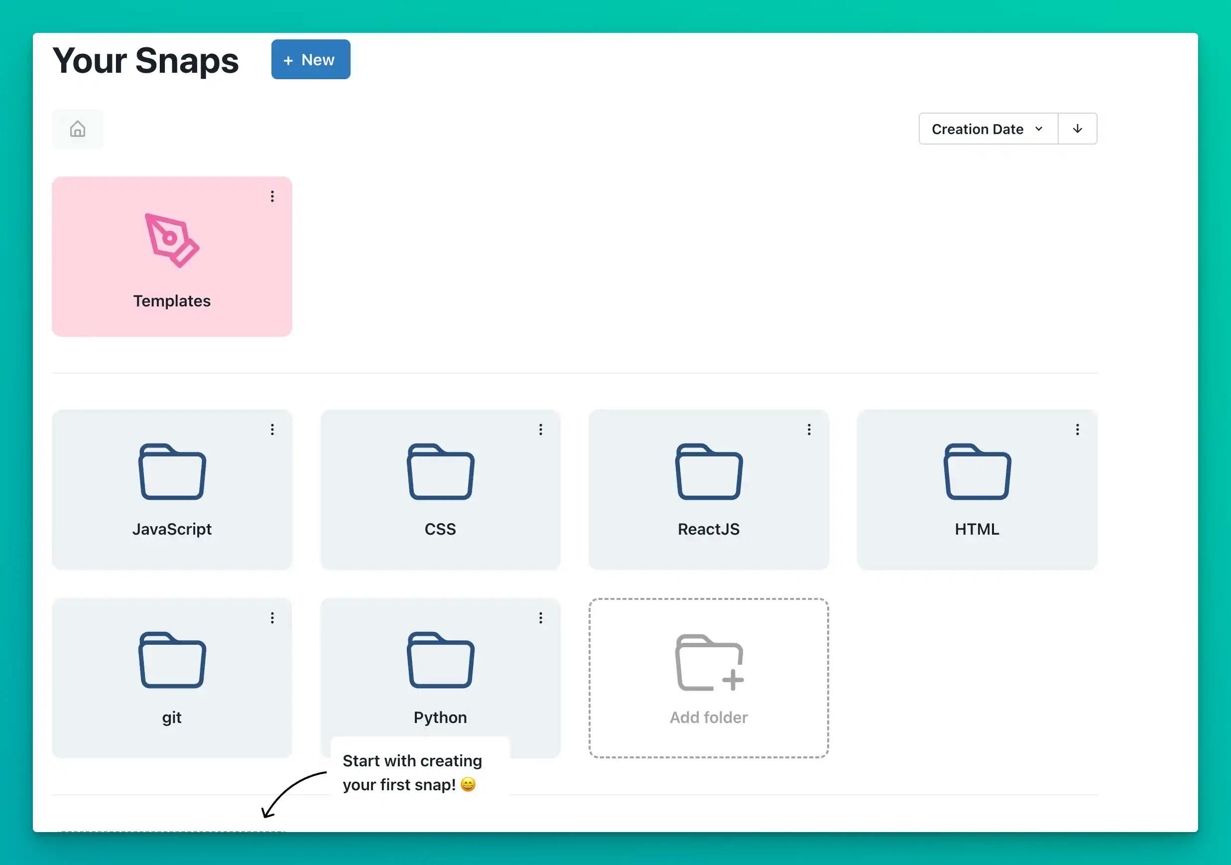 Snappify snippets manager (Dashboard)