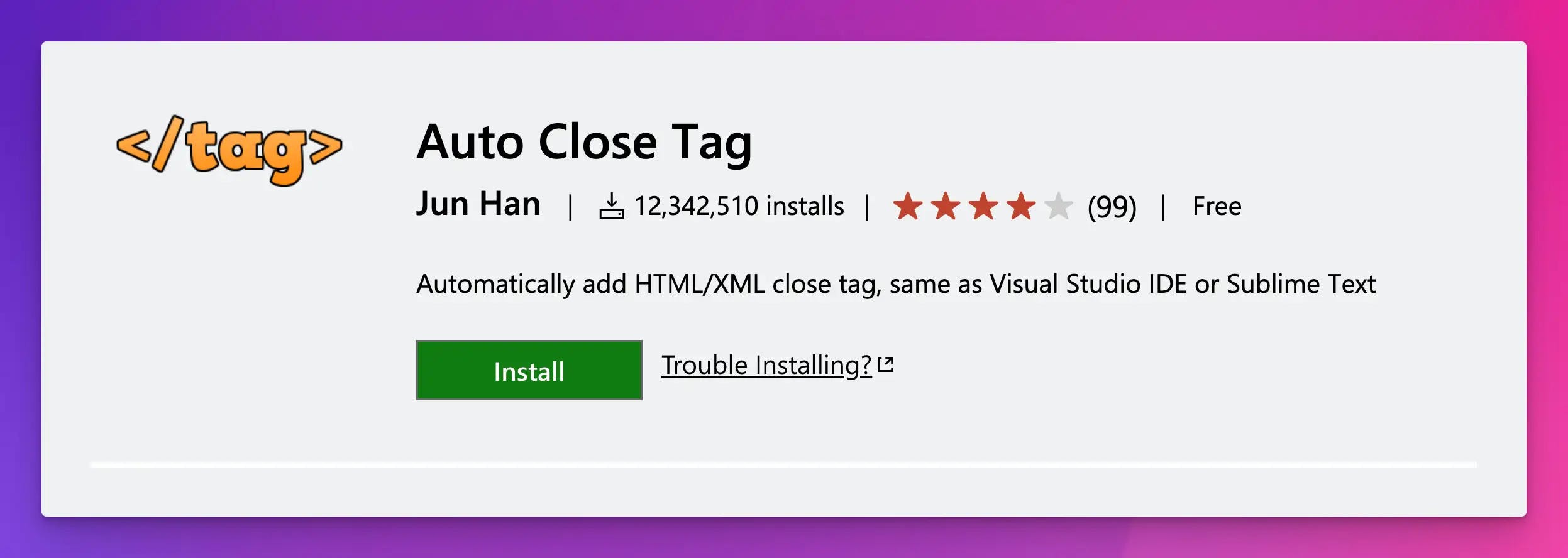 Auto Close Tag VSCode Extension