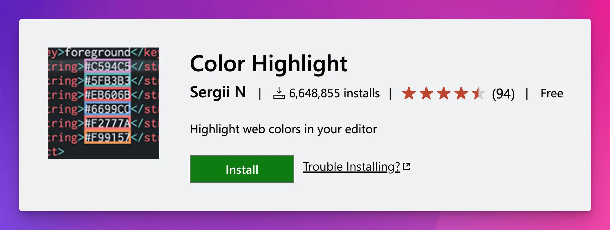 Color Highlight VSCode Extension