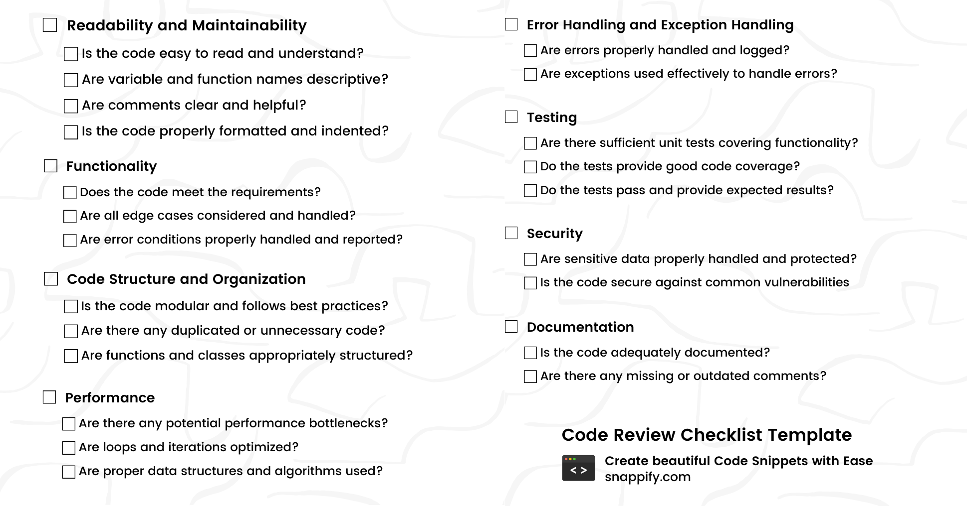 Code Review Checklist Template