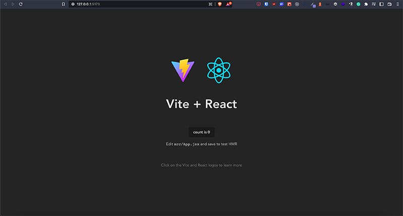 Vitejs project default page