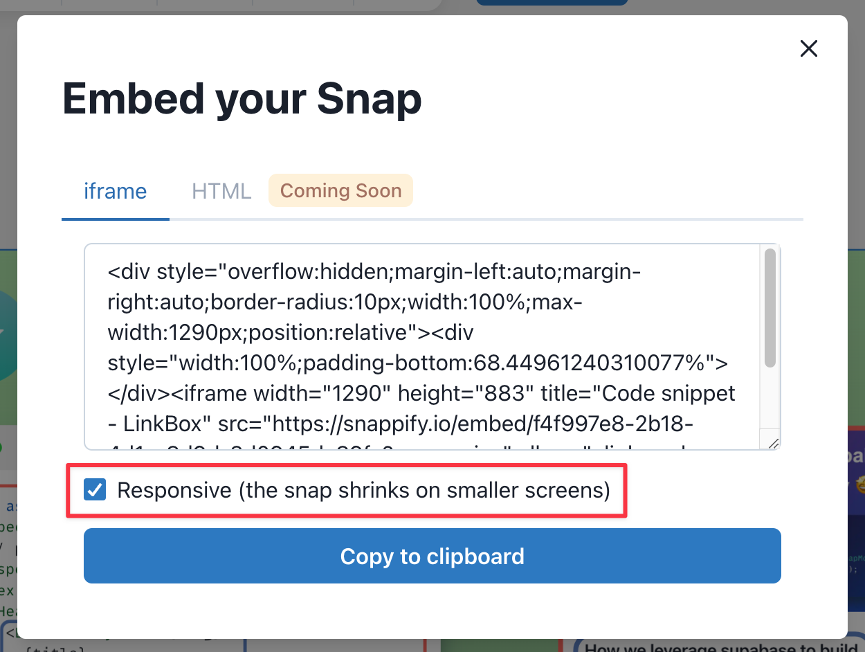 Screenshot of showing how to enable responsive embeds