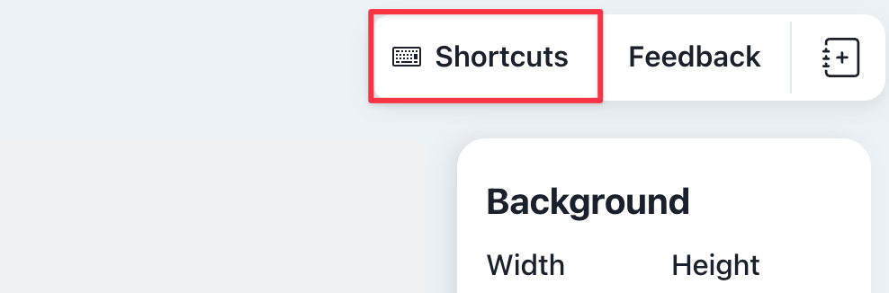 Screenshot of the shortcuts button
