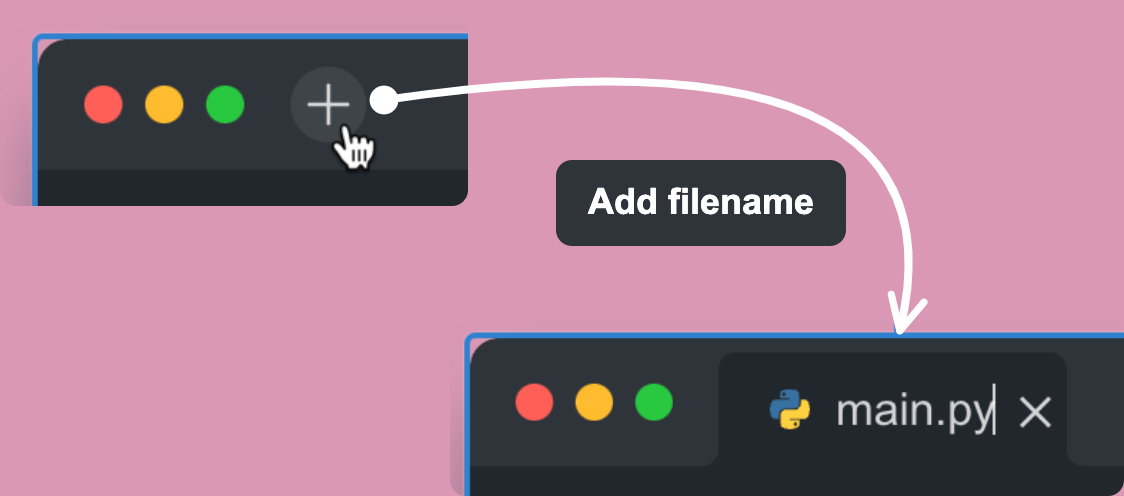 Adding a filename to the code editor