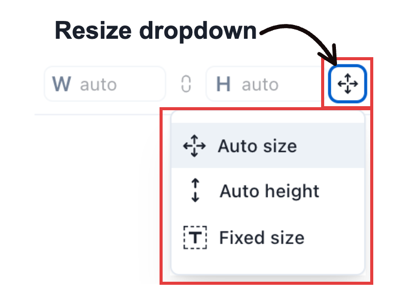 Resize dropdown on the right toolbar