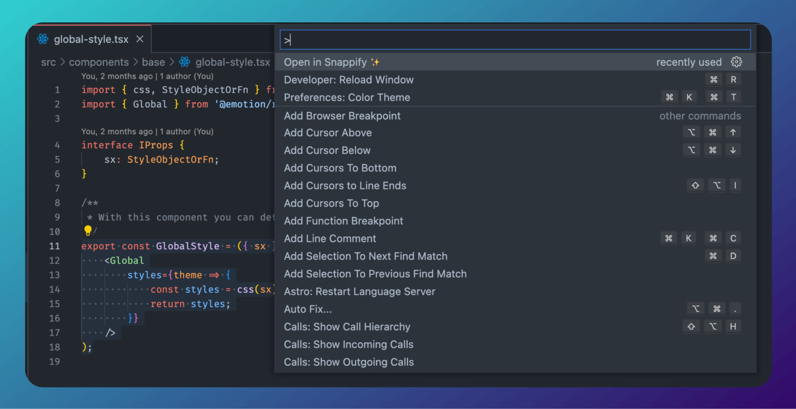 How to use the command palette